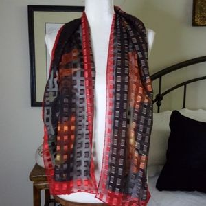 Black & Red Autumn Burn Out Scarf